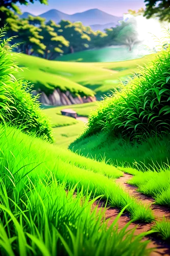 green landscape,verdant,green wallpaper,green forest,grassy,green valley,cartoon video game background,green fields,nature background,green meadow,grass,landscape background,grasslike,3d background,moss landscape,greenness,greener,ricefield,greenery,aaaa,Illustration,Japanese style,Japanese Style 03