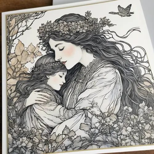 Surprise your mom on her birthday with a beautiful card filled with lovely quotes.,capricorn mother and child,little girl and mother,mother with child,kate greenaway,mucha,mother and child,art nouveau