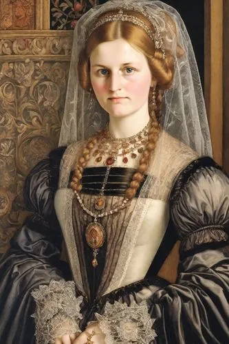 victorian lady,gothic portrait,portrait of a girl,portrait of a woman,portrait of christi,mother of the bride,woman sitting,girl in a historic way,romantic portrait,woman holding pie,elizabeth i,millicent fawcett,dead bride,bridal,tudor,victorian style,vintage female portrait,cepora judith,girl with cloth,young woman,Digital Art,Classicism