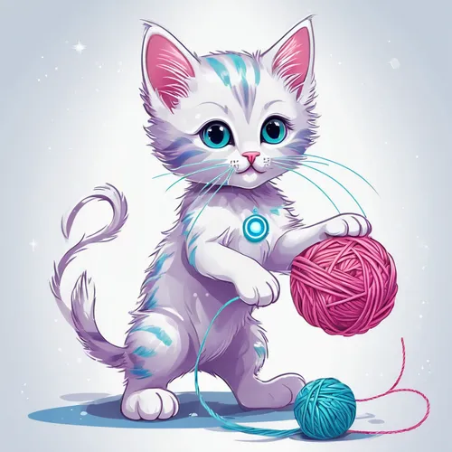 capricorn kitz,turkish angora,cat vector,yarn,doll cat,cat toy,snowball,blossom kitten,pompom,cat on a blue background,kitten willow,white cat,kitten,little cat,cute cat,playing with ball,drawing cat,baby playing with toys,cartoon cat,turkish van,Conceptual Art,Sci-Fi,Sci-Fi 04