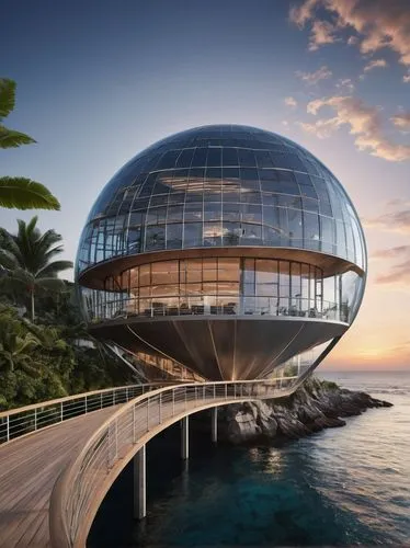 futuristic architecture,futuristic art museum,hotel barcelona city and coast,chemosphere,glass sphere,biosphere,Photography,General,Natural