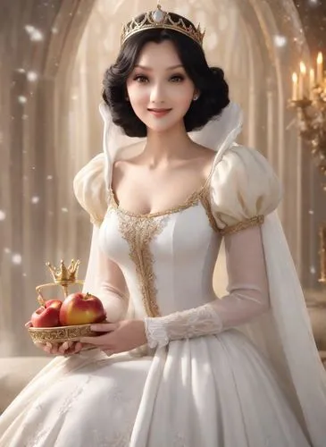 snow white,white rose snow queen,queen of puddings,princess sofia,fairy tale character,cinderella,the snow queen,fairy queen,woman holding pie,queen of hearts,fairy tale,fairy tales,a princess,a fairy tale,princess,korean royal court cuisine,bridal clothing,white lady,royal icing,female doll