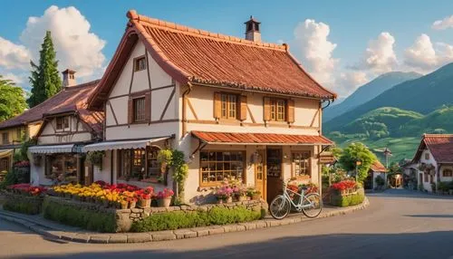 half-timbered houses,half-timbered house,alpine village,swiss house,mountain village,bernese highlands,Photography,General,Realistic