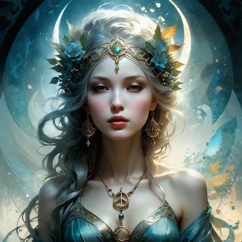 faerie,blue enchantress,faery,fantasy portrait,fantasy art,fairie,the enchantress,sorceress,fairy queen,amphitrite,margaery,priestess,enchantress,mystical portrait of a girl,persephone,naiad,fantasy woman,sigyn,queen of the night,zodiac sign libra,Conceptual Art,Fantasy,Fantasy 11