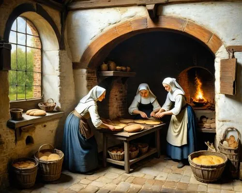 breadmaking,hildebrandt,the annunciation,restorers,basketmakers,handmaidens,washerwomen,annunciation,candlemas,candlemaker,craftspeople,handwerk,suaudeau,deaconesses,vermeer,woman praying,emmaus,noblewomen,luthiers,parchment,Art,Classical Oil Painting,Classical Oil Painting 41