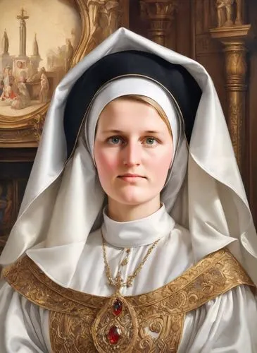 portrait of christi,postulant,lacordaire,saint therese of lisieux,franciszka,duchesne,nunsense,consolata,scholastica,foundress,francisca,canoness,mozzetta,wojtyla,ursulines,sspx,abbess,patroness,nunnelee,canonisation,Digital Art,Classicism