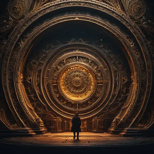 stargate,vault,the door,time spiral,portal,labyrinth,portals,panopticon,somtum,hall of the fallen,golden ratio,arrival,clockmaker,mandelbulb,dartboard,doors,chamber,radial,clockwork,cinema 4d,Photography,General,Fantasy