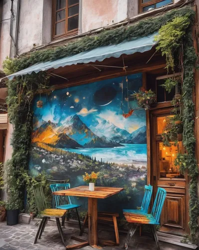 alpine restaurant,watercolor cafe,paris cafe,italian painter,restaurant bern,a restaurant,outdoor table,italy,street cafe,outdoor dining,lake como,watercolor tea shop,wine tavern,bistro,lake maggiore,bistrot,zermatt,trastevere,lake garda,unique bar,Conceptual Art,Graffiti Art,Graffiti Art 02