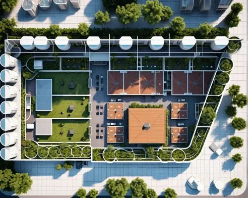 school design,tennis court,renderings,residencial,habitaciones,overhead view,Photography,General,Sci-Fi