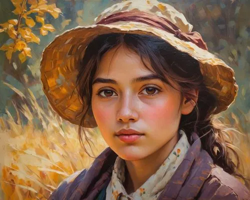 vietnamese woman,asian woman,girl portrait,oil painting,han thom,portrait of a girl,viet nam,girl with bread-and-butter,young woman,japanese woman,mystical portrait of a girl,girl with cloth,romantic portrait,vietnam,woman portrait,girl wearing hat,vietnamese,oil painting on canvas,girl in cloth,kaew chao chom,Illustration,Paper based,Paper Based 06