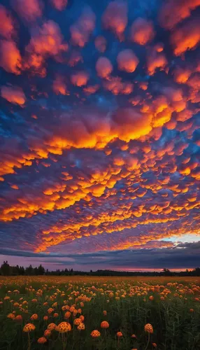 mammatus clouds,mammatus cloud,field of poppies,poppy field,mammatus,poppy fields,flower field,field of flowers,sky of autumn,blooming field,cosmos field,blanket of flowers,field of cereals,pumpkin autumn,mushroom landscape,flowers field,the netherlands,netherlands,splendor of flowers,sea of flowers,Illustration,Abstract Fantasy,Abstract Fantasy 07