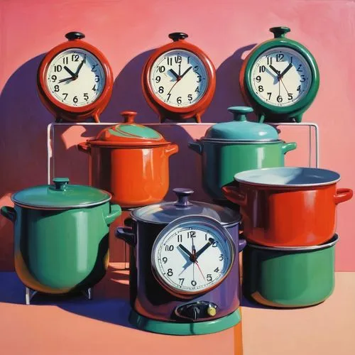 creuset,henningsen,enamelware,hindmarch,bakelite,fiestaware,clocks,tinware,cookware,kitchenware,photorealist,copper cookware,sottsass,oltimer,homeware,teapots,hamburger set,biedermeier,niedermeier,saucepans,Conceptual Art,Fantasy,Fantasy 19