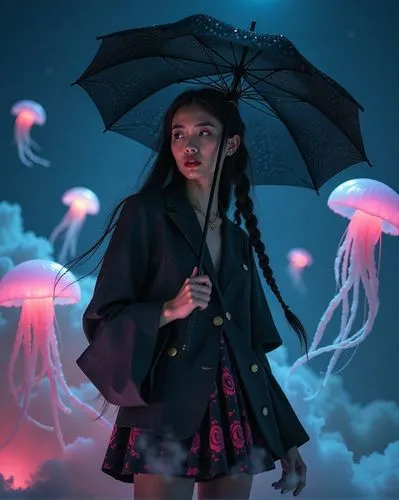 umbrella,asian umbrella,umbrellas,little girl with umbrella,summer umbrella,parasol,Illustration,Realistic Fantasy,Realistic Fantasy 39