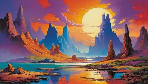 futuristic landscape,fantasy landscape,alien world,alien planet,dune landscape,lunar landscape,desert landscape,vast,volcanic landscape,purple landscape,desert planet,desert desert landscape,paisaje,space art,landscape background,beautiful wallpaper,valley of the moon,mountain sunrise,horizon,nature landscape,Conceptual Art,Sci-Fi,Sci-Fi 19