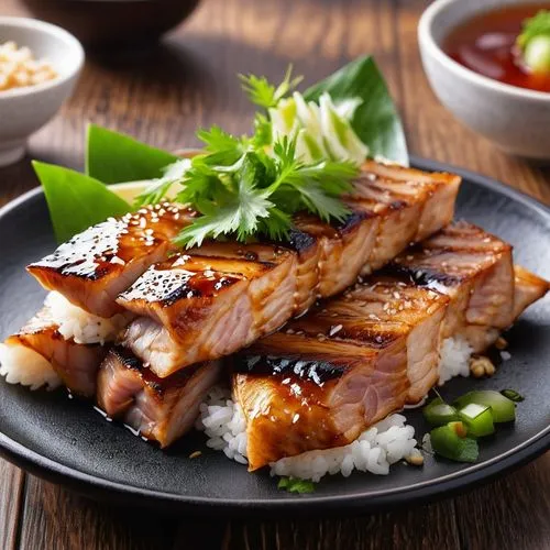 unagi,pork belly,teriyaki,kalbi,tonkatsu,aburi,Photography,General,Realistic