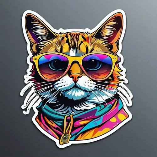 cat vector,vector illustration,vector graphic,whiskered,adobe illustrator,cartoon cat,80's design,vector design,doodle cat,tabby cat,vector art,dribbble,animal feline,vector graphics,feline,cat sparrow,wild cat,tiger png,cat-ketch,animal stickers,Unique,Design,Sticker