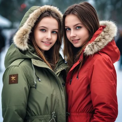 two girls,beautiful photo girls,parkas,siberians,winter clothing,winter clothes,Photography,General,Realistic