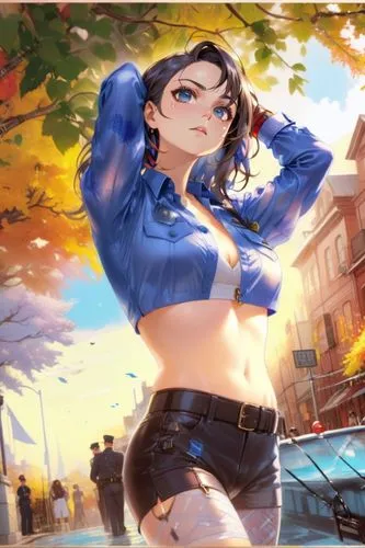 sexy anime cop,mila kunis,an anime character is posing for the camera,kanan,shadman,hausser,manami,shimei,chihaya,Anime,Anime,General