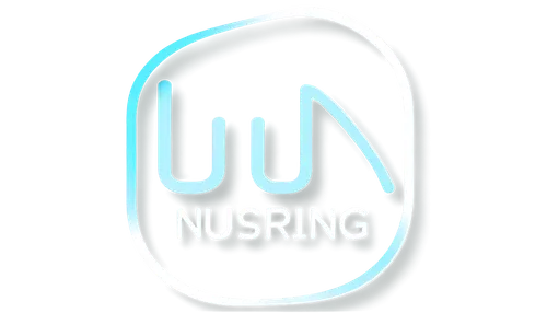 Nursing home logo, circular shape, blue and white colors, stylized letter "N" or "NH", gentle curves, simple typography, modern design, 2D illustration, flat style, subtle gradient effect, soft lighti