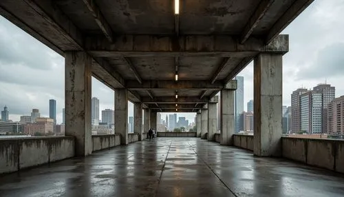 urban landscape,underpasses,underpass,under the bridge,overpasses,overpass,overpassed,concrete background,walkway,city scape,parkade,underbelly,detriot,urban,skywalks,vanishing point,overbridge,highline,skybridge,cityscapes