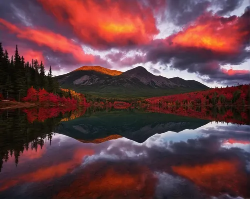 Boreas Pond,Boreas Ponds,sunset,reflection,dramatic,clouds,storm,stormclouds,red,autumn,2016, photo,trillium lake,incredible sunset over the lake,red sky,fire in the mountains,lassen volcanic national