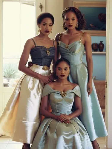 the three prettiest african-american actresses,three women in formal dress with one in dress,beautiful african american women,anmatjere women,batswana,tswana,housemaids,namibians,Photography,Black and