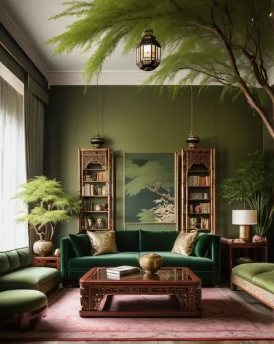 gournay,intensely green hornbeam wallpaper,sitting room,fromental,green wallpaper,green living,livingroom,japanese-style room,donghia,pine green,living room,mahdavi,bellocq,danish room,tropical greens,houseplants,interior decoration,bamboo plants,houseplant,sage green,Photography,Fashion Photography,Fashion Photography 23