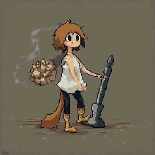 villager,dustbowl,forager,dirt mover,protagonist,wood tool