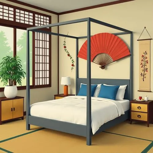 japanese-style room,bamboo frame,tatami,bamboo curtain,kondo,japanese style,Illustration,Vector,Vector 17