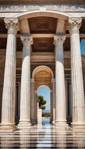 zappeion,peristyle,glyptothek,greek temple,three pillars,columns,doric columns,pillars,portico,fori imperiali,marble palace,temple of diana,panathenaic,columned,roman columns,world war ii memorial,colonnade,gennadius,colonnades,colonnaded,Art,Artistic Painting,Artistic Painting 44