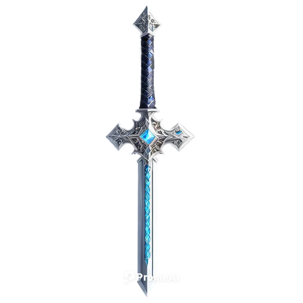 Minecraft diamond sword, shiny metal, detailed handle, sparkling diamond, silver guard, intricate design, 3D rendering, high-poly model, dramatic lighting, cinematic composition, close-up shot, slight