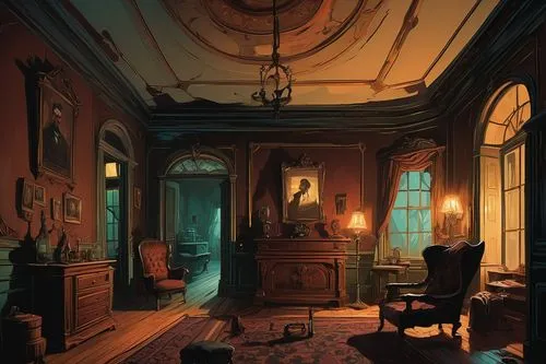 victorian room,ornate room,abandoned room,study room,consulting room,game illustration,dishonored,victorian,old victorian,house silhouette,sitting room,witch's house,blue room,apothecary,sacristy,courtroom,danish room,parlor,mysterium,backgrounds