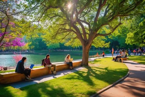 urban park,central park,gcu,city park,zayandeh,palo alto,huacachina oasis,herman park,ucr,yarkon,chapultepec,park lake,centennial park,gaudi park,isfahan city,walk in a park,tabriz,biopolis,phoenix lake,green trees with water,Conceptual Art,Oil color,Oil Color 23