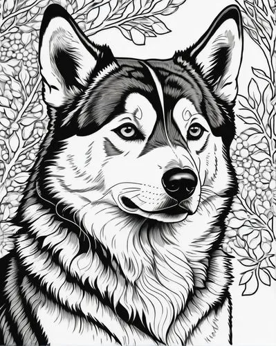 dog line art,dog illustration,line art animal,canidae,shib,dog drawing,Illustration,Black and White,Black and White 19