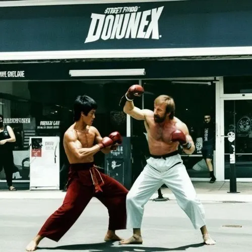 a couple of men standing next to each other on a street,kumite,dongkuk,jkd,karateka,dojang,dokan