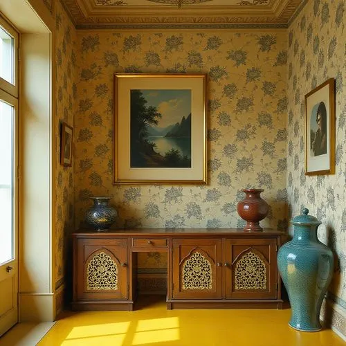 danish room,yellow wallpaper,victorian room,anteroom,sitting room,zoffany,Illustration,Vector,Vector 09