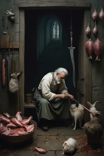 the good shepherd,shepherd,tinsmith,east-european shepherd,christmas manger,the manger,good shepherd,carpathian shepherd dog,candlemaker,nativity,shepherds,sheep shearer,butcher shop,shepherd dog,metalsmith,fishmonger,saint nicholas,candlemas,old english terrier,romanian mioritic shepherd dog,Illustration,Realistic Fantasy,Realistic Fantasy 05