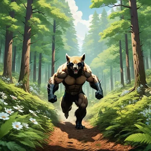 wolverine,beorn,tanuki,aaaa,game illustration,bearman,wolverines,rocket raccoon,bearlike,nordic bear,earthshaker,zorkin,sabretooth,hedgehunter,cartoon video game background,forest animal,bearmanor,thundercat,cub,wolpaw,Photography,General,Realistic