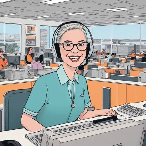 call center,call centre,telephone operator,switchboard operator,telemarketing,dispatcher,telesales,video-telephony,customer service representative,customer service,helpdesk,wireless headset,telemarketer,receptionist,telephony,customer experience,nine-to-five job,women in technology,customer success,receptionists,Illustration,American Style,American Style 15