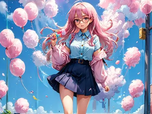 pink balloons,sakura background,japanese sakura background,blue heart balloons,birthday banner background,bubblegum,Anime,Anime,Realistic