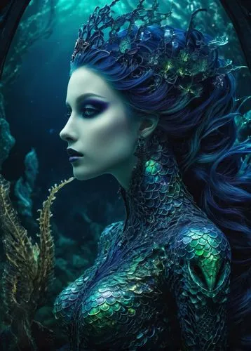 fathom,amphitrite,naiad,green mermaid scale,sirena,sirene,merfolk,deep ocean,undersea,naiads,underwater background,mermaid background,under sea,aquaria,deep sea,melusine,mermaid,the sea maid,rusalka,atlantica,Illustration,Realistic Fantasy,Realistic Fantasy 46