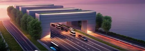 leds, futuristic, ecofriendly, highway,3d rendering,highway roundabout,futuristic art museum,multi storey car park,automotive navigation system,render,drive-in theater,wall tunnel,transport hub,cargo 