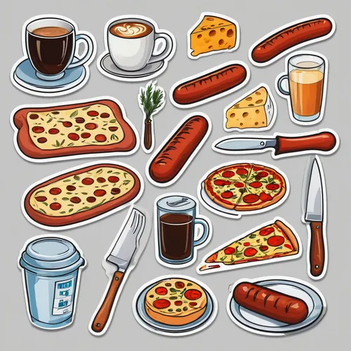 food icons,drink icons,foods,icon set,set of icons,sausage plate,web icons,finger food,flat lay,ice cream icons,typical food,diet icon,slices,food collage,food platter,food group,pizza,breakfast plate,condiments,my clipart,Unique,Design,Sticker