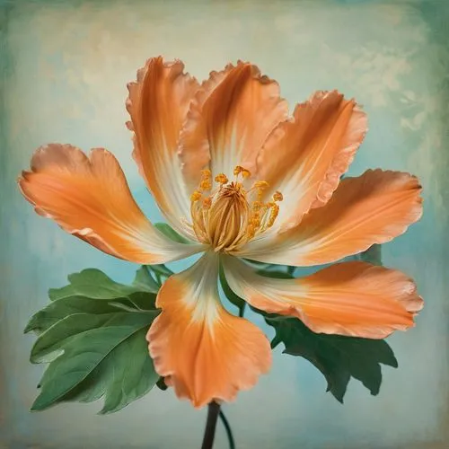 flower painting,orange flower,orange lily,flower illustrative,flower art,orange poppy,Conceptual Art,Fantasy,Fantasy 24