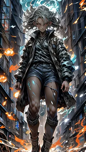 sci fiction illustration,a200,cyberpunk,electro,cyborg,dystopian,renegade,rosa ' amber cover,burning hair,dystopia,apocalyptic,medusa,voltage,cover,eleven,echo,book cover,sprint woman,cg artwork,god of thunder