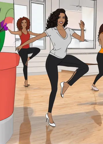 A Latina petite leading a salsa class with vibrant energy.,aerobic exercise,sport aerobics,athletic dance move,aerobics,half lotus tree pose,delete exercise,yoga class,sports exercise,zumba,exercise b