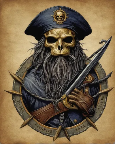 Design a fierce navy seal logo with a bold and powerful look.,pirate,naval officer,nautical banner,pirates,seafarer,jolly roger,usn,pirate treasure,east indiaman,pirate flag,piracy,galleon,skull and c