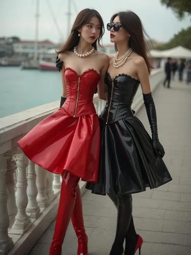 black dresses,corsets,leg dresses,red double,young model istanbul,latex