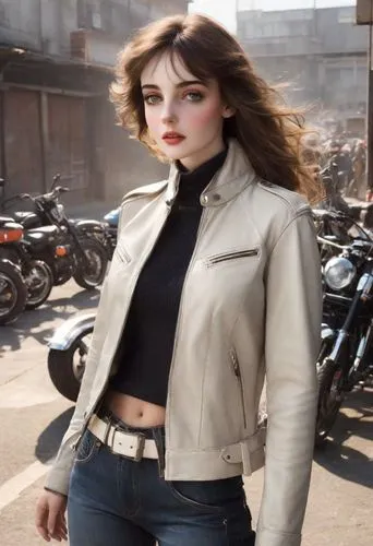 leather jacket,biker,greaser,jacket,retro girl,leathers