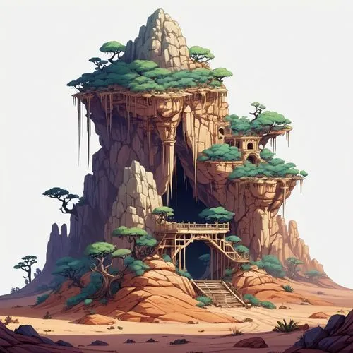 mushroom island,mushroom landscape,bird kingdom,ancient city,floating islands,floating island,Illustration,Abstract Fantasy,Abstract Fantasy 11